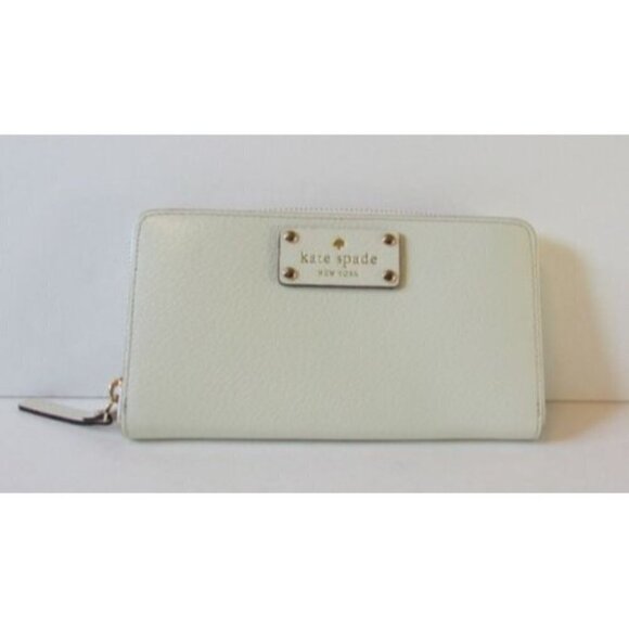 Kate Spade Wellesley porcelain leather ivory continental wallet cream zipper - Picture 1 of 1